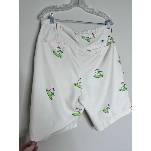 ENGLISH LAUNDRY Tropical Golf Print Bermuda Shorts In Tan Size 34 - Picture 6 of 6
